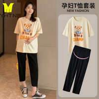 YHTN set bầu xinh bigsize Thời trang dễ thương đồ bà bầu đồ bộ bầu