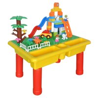 YHW CMKidz Large Toy Building Bricks, Water & Play Table, 65 Pieces Toddler Large Building Bricks for Boys & Girls, Base Plate & Storage, Detachabl...