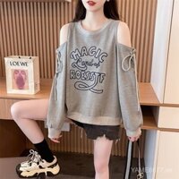 [Yi Cheng Cheng] Vận chuyển nhanh Áo hoodie phong cách phương Tây cá tính cho nữ mẫu xuân thu rộng rãi dễ phối đồ hở vai siêu đẹp áo cao cấp mặc ngoài chic JFY0