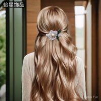 Yi Xing 2024 mới cao cấp cảm giác Ngọc Trai Trắng 3D năm cánh hoa pha lê Kẹp Tóc Nữ tinh tế A78