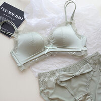 YIBEIKA Quần Lót Satin Nữ Mềm Mại Nhỏ Ngực Tập Hợp Bộ Áo Ngực Ren Gợi Cảm