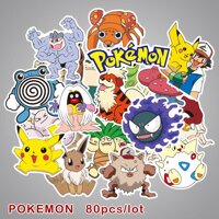 Yika Pokemon Thú Nhựa Pokemon Hoạt Hình Chống Nước Miếng Dán (80 Chiếc)