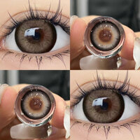Yimexi 2 chiếc kính áp tròng màu xám với kính áp tròng nâu 14,5 mm Sử dụng hàng năm 0~-8,00 Kính áp tròng mềm Trang điểm mắt đầy màu sắc Kính áp tròng sinh viên Cận thị