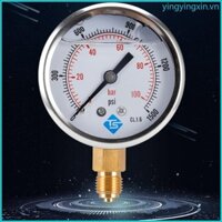 Yin Glycerine Đầy Máy Đo Áp Suất Chân Không Thép Không Gỉ Nước Dầu Khí Đồng Hồ Đo Khí 0-100 Thanh 0-1500 PSI 1 4 BSP Đáy
