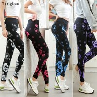 Yingbao Quần Legging Thể Thao Cotton Dáng Bút Chì Co Giãn Không Đường May In Hoa Cỡ Lớn Size S Cho Nữ