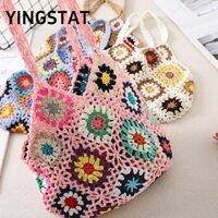 YINGSTAT Cut-Out Túi Boho Nhiều Màu Móc Hoa Handmade Rỗng Túi Xách