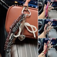 YINGSTAT Móc khóa nơ , Bắt chước đầy màu sắc Túi treo trang trí, Thời trang DIY Kim loại trái tim bện dây đeo tay dệt dây quyến rũ Túi móc khóa ô tô