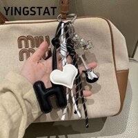 YINGSTAT Trang trí túi , Mặt dây chuyền dệt chữ H Love, Móc khóa da miu phong cách Hàn Quốc