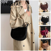 YINGSTAT Túi đeo chéo , Túi đeo vai bằng da cổ điển, Túi đeo chéo da lộn màu trơn mềm chất lượng cao