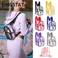 YINGSTAT Túi đi học , Túi xách nhỏ trong suốt màu trơn, Đi xe đạp có dây kéo PVC Mini Ba lô sinh viên