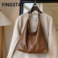 YINGSTAT Túi Tote , Túi đeo vai màu trơn bằng da PU, Túi đeo chéo dung tích lớn