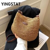 YINGSTAT Túi xách Túi xách đi biển Túi xách bên Túi xách nữ Ống hút Ví dệt kim