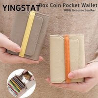 YINGSTAT Ví đựng tiền xu , Nhiều khe cắm thẻ Bàn chải chống trộm Ví ngắn, Túi đựng thẻ da bò bền sang trọng