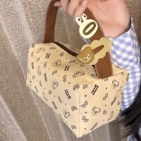 [Yingzi] 2025 Phong Cách Mới Ban Đầu Gấu Hoạt Hình Da PU Dây Kéo Trang Điểm Tiện Lợi Túi Vệ Sinh Đi Chơi Du Lịch Túi Xách Ba Chiều Q-me