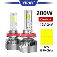 Yiray Chất Lượng Cao 200W 25000LM CSP 3570 chip Đèn Pha Ô Tô H1 H4 H7 H11 Bóng Đèn Canbus HB3 HIR2 9005 9006 9012 HB3 HB4 Bóng Đèn LED Sương Mù Tự Động 6000K 12V 24V IP68