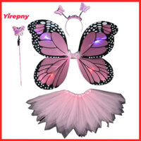 Yirepny 4 Cái / bộ Chạy Bằng Pin Phát Sáng Bướm Cánh Dự Tiệc Cung Cấp Halloween Nữ Phát Sáng Bướm Cánh Váy