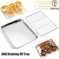 Yitaqi Đĩa BBQ Dụng Cụ Nấu Ăn Thoát Dầu Hình Chữ Nhật Nướng Lò Nướng Tấm Thịt Nướng