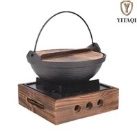 YITAQI Nướng Nấu Ăn, Bếp Vuông Bằng Gỗ, Nồi Khô Stew Di Động Đa Năng Lò Nấu Ăn BBQ Gia Đình