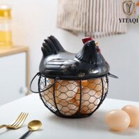 YITAQI Trứng Gà Mái, Hộp Đựng Trứng Rỗng Dễ Thương Mộc Mạc, Sáng Tạo Có Nắp Sắt Rèn Gà Bảo Quản Giá Đựng Trứng