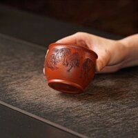 Yixing Đất Sét Tím Quan Thanhfei Handmade Cinnabar Đất Sét Khắc Tranh Master Raw Ore Dahongpao Teacup 140ml007mnvg