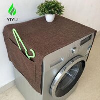 YIYU Áo khoác máy giặt 1 chiếc vải lanh cotton chất lượng đơn giản với túi lưu trữ chống nắng chống bụi trang trí nội thất