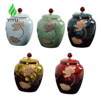 YIYU Bình trà, Hộp đựng cà phê cổ điển bằng gốm sứ, Sứ Trung Quốc cổ điển có nắp Hộp đựng thực phẩm Trang trí nội thất