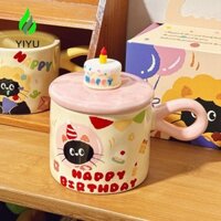Yiyu Cat Ceramic Mug Kawaii Milk Cup Bộ đồ ăn