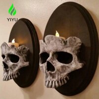 YIYU đỡ nến YIYU hình đầu lâu bằng nhựa treo tường phong cách gothic halloween đáng sợ cho nhà ma