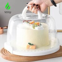 YIYU Đựng Bánh, Hộp Bánh Nhựa Tròn 8 / 10 Inch, Khay Bảo Quản Thực Phẩm Có Thể Tái Sử Dụng Có Thể Gập Lại Tay Cầm Trong Suốt Hộp Đựng Bánh Dã Ngoại