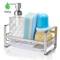 YIYU Giá để ráo nước Self bằng thép không gỉ đựng xà phòng/ miếng bọt biển/ khăn lau dán mặt bồn rửa không đục lỗ