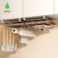 YIYU Giá đỡ thớt, Giá treo Kệ lưu trữ bằng thép không gỉ bền bỉ, Đồ dùng nhà bếp thực tế Tiết kiệm không gian có móc Nắp nồi Giá lưu trữ phòng tắm