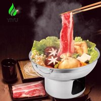 YIYU Nồi nấu lẩu với cốc cồn bằng thép không gỉ nhỏ gọn tiện lợi