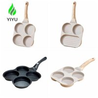 YIYU Omelette Granite, Chảo trứng chiên không gỉ bằng hợp kim nhôm, Nồi đáy phẳng chống dính bốn ngăn dễ dàng làm sạch nhà bếp