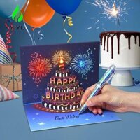 YIYU Thiệp chúc mừng sinh nhật, Hiệu ứng pháo hoa 3D bật lên Thiệp chúc mừng bật lên, Nhạc vui nhộn Cắt Laser lá sang trọng rỗng Thẻ dập quà tặng sinh nhật