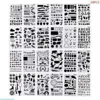 Yml3 24 Bộ Tạp Chí Viền Vẽ Bản Mẫu Thước Stencil Tranh Ban DIY Album