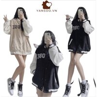 YN420 Áo khoác bomber from rộng nhung chữ CHOOSE , áo khoác đôi from rộng hàng Quảng Châu Cao Cấp by YANSOO AK20