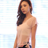 Yoga Áo thun ngắn tay lưới Áo thể thao Quần áo thể thao đàn hồi cao dáng rộng xuyên thấu rỗng Top nhanh khô20250313