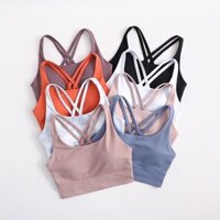 Yoga Liền Mạch Thoáng Khí Hút Mồ Hôi Crisscross Nữ Có Thể Tháo Rời Miếng Lót Áo Ngực Thể Thao Top