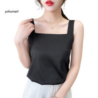 Yohumart  Áo ba lỗ thoải mái dành cho nữ Áo ba lỗ cổ vuông không tay dành cho nữ Áo hai dây màu trơn thoáng khí để mặc hàng ngày Xu hướng thời trang Đông Nam Á