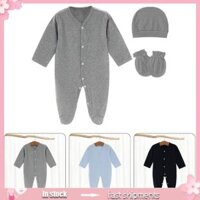 Yoi Bộ áo liền quần có chân Cotton thoải mái có mũ đàn hồi và găng tay chống grab