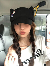 Yojooo Hoạt Hình Nhật Bản Tai Mèo Dễ Thương Mũ Bóng Chày Nữ Ngọt Ngào Phù Hợp Với Vành Rộng Mũ Mặt Nhỏ Mũ Đen