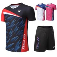 Yonex 22003 mới đồ thể thao cầu lông phù hợp với nam và nữ quần áo ngắn tay đội sinh viên quần áo tập luyện