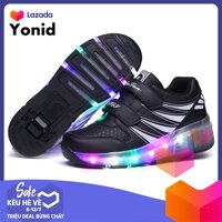 Yonid Size 27-43 Bé Trai Giày Đèn LED Lên Bánh Xe Đơn Lăn Giày Bé Gái Giày