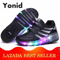 Yonid Size 27-43 Bé Trai Giày Đèn LED Lên Bánh Xe Đơn Lăn Giày Bé Gái Giày