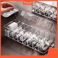 Yooli Hộp lưu trữ cáp Hộp đựng dữ liệu bằng nhựa trong suốt Hộp đựng đồ dùng để bàn Văn phòng phẩm Trang điểm, Hộp đựng chìa khóa và đồ trang sức
