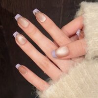Yooli NAIL Đeo Móng Tay Handmade Đeo Móng Tay Taro Milk Fu Pháp Đeo Móng Tay Mắt Mèo Làm Móng Tay Pháp Mắt Mèo Móng Tay Có Thể Tháo Rời
