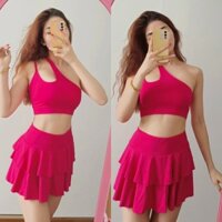 YOSON - Bộ Tập Thể Thao Nữ Áo Bra Giọt Nước Quần Váy Tâng Tập Gym Yoga Aerobic - Tặng Mút Ngực