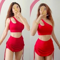 YOSON - Bộ Tập Thể Thao Nữ Áo Bra Giọt Nước Quần Váy Rút Tập Gym Yoga Aerobic - Tặng Mút Ngực