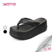 YOTO 7Cm Hàn Quốc Dốc Gót Giày Cao Gót Thanh Lịch Thời Trang Nữ Dép