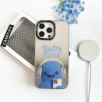 You 'Re Cool Blue Dinosaur Mirror Vỏ Cho IPhone 11 12 13 12Pro 14 PLUS 15 16 Pro Max Vỏ Sạc Từ Tính Không Dây Mặt Sau PC Cứng Mềm Viền Ốp điện thoại Hộp Đóng Gói